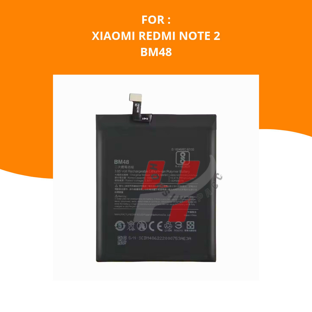 Baterai Xiaomi Redmi Note 2 Original | Batre Xiaomi Redmi Note 2 Ori ( BM48 ) | Battery Ori