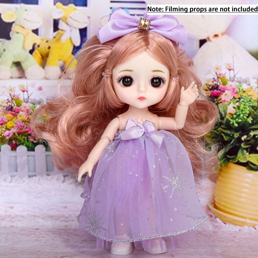 Brown Eye Big Eyes 16cm BJD 1/12 Scale 16cm Figure Cute Face BJD Movable 13 Joints Movable BJD y Gif