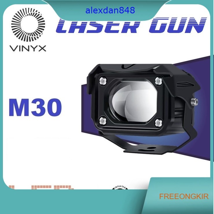 Lampu Tembak Sorot LED Laser Gun VINYX M30 Lasergun Mobil Motor Dual CSP Warna Putih Kuning 30 Watt 