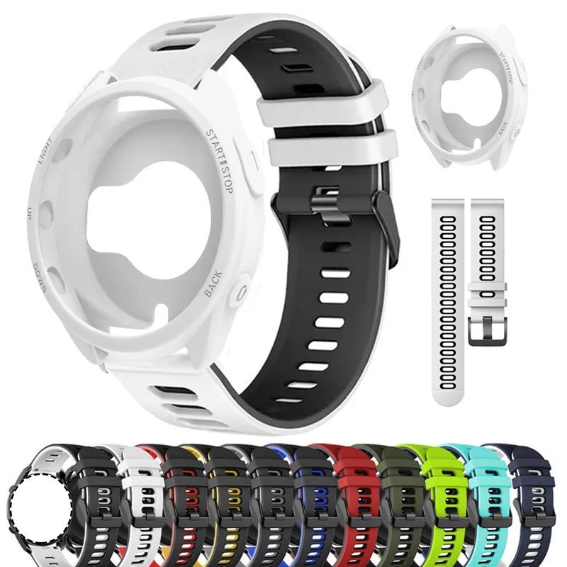 Silicone Case+Watband for Garmin Forerunner 965 Anti-scrat Protection Cover Watband Wrist for Garmin