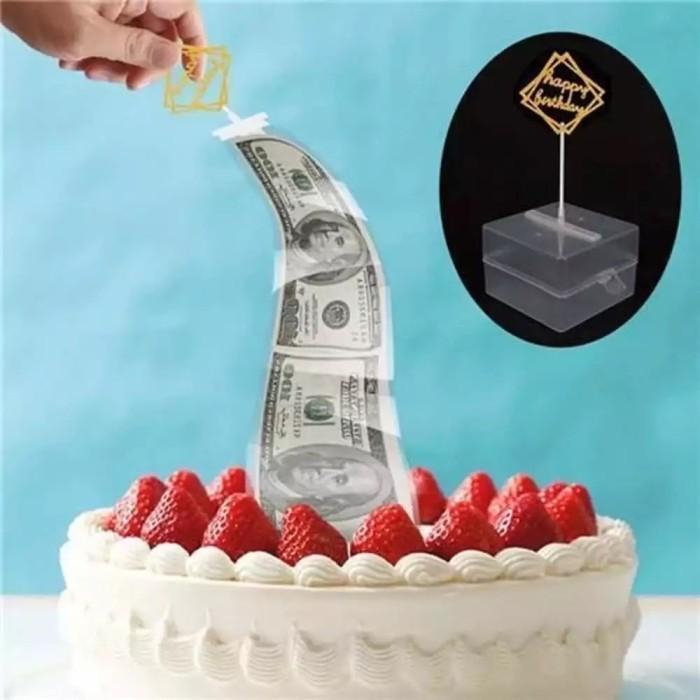 DECORIFY Cake Money Box Cake ATM Box Kotak Uang Untuk Money Cake Kue Tarik Uang
