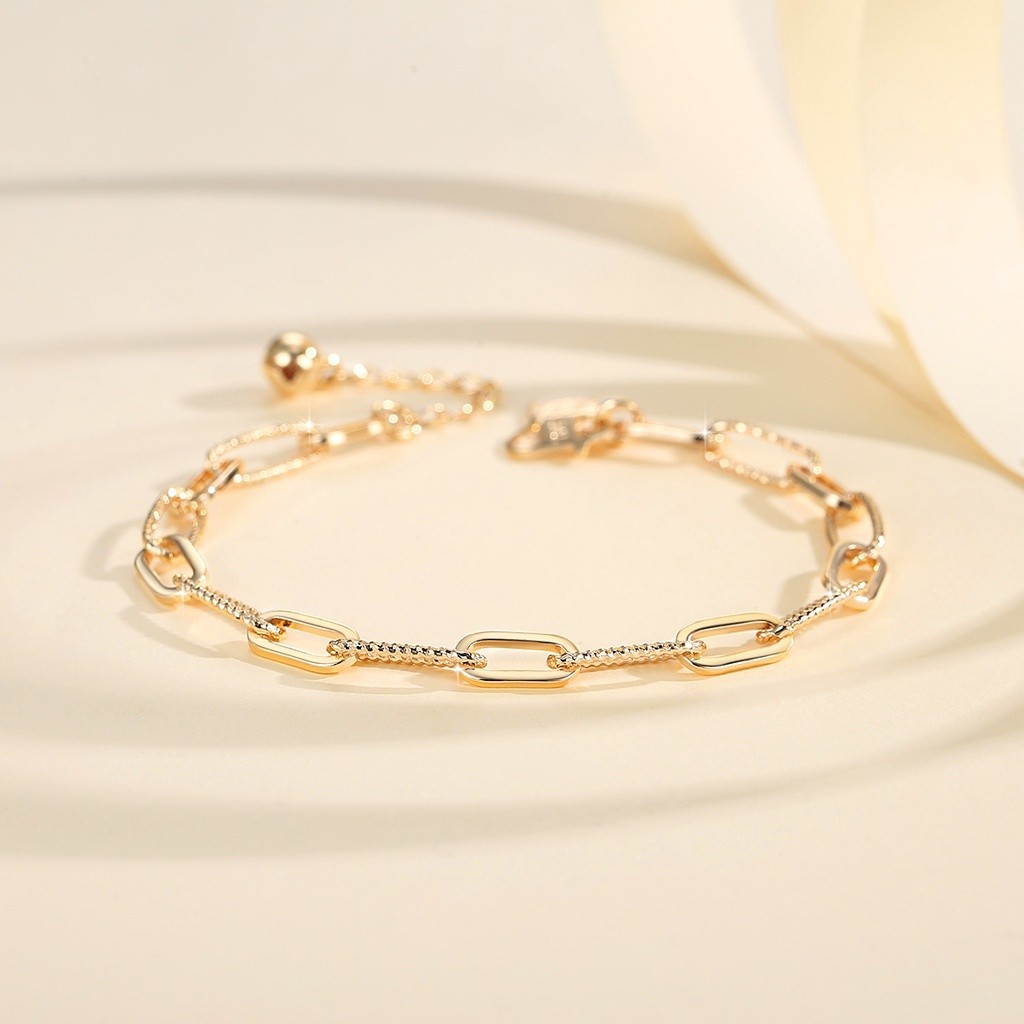Aura Jewelry Gelang Wanita Titanium Emas Anti Karat Aksesoris Fashion Gelang Wanita Rantai Y750 Mura
