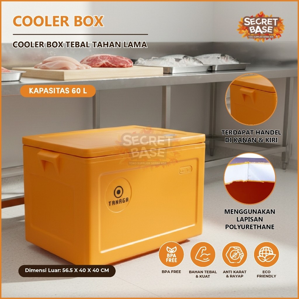 COOLER BOX 60L - Container Box / Termos Es Kotak / Ice Box / Tempat Es Batu / Daging / Ikan