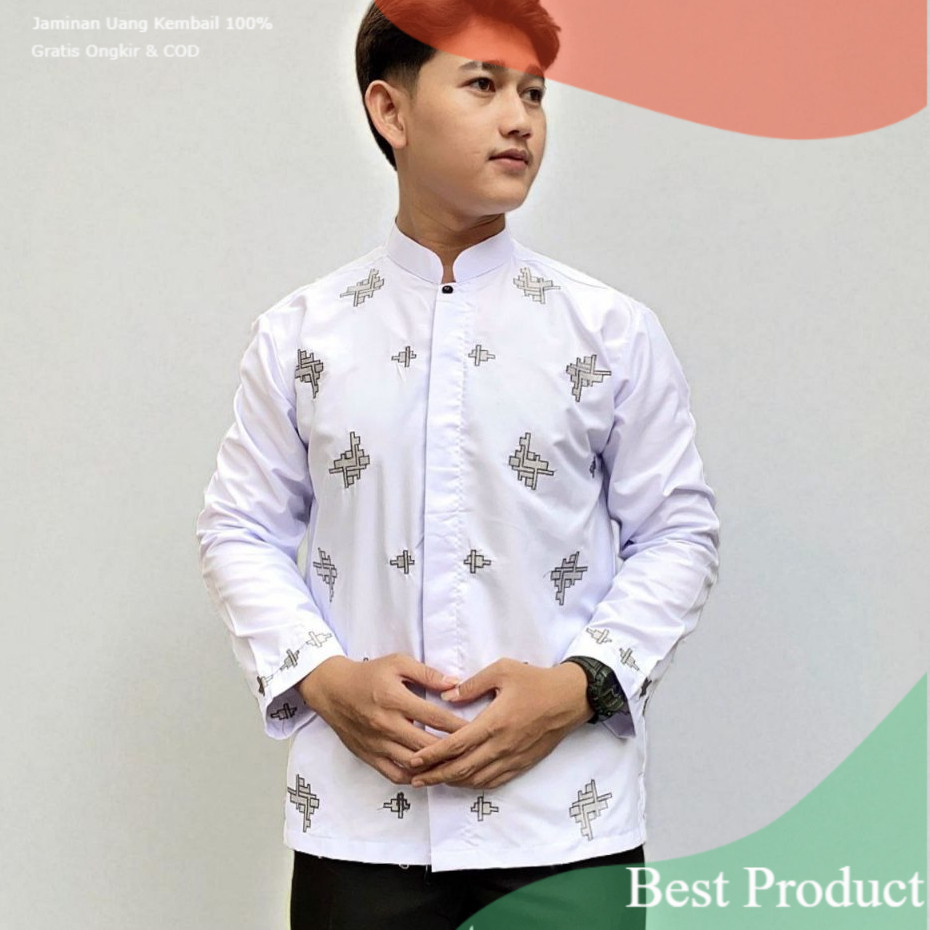 Baju koko putih baju koko bordir- pakaian pria lainnya