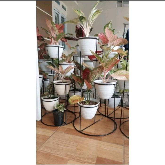 POT BUNGA BESI / STANDING POT LINGKARAN 4in1 / RAK BUNGA BESI / STANDING POT BESI / RAK POT TANAMAN 