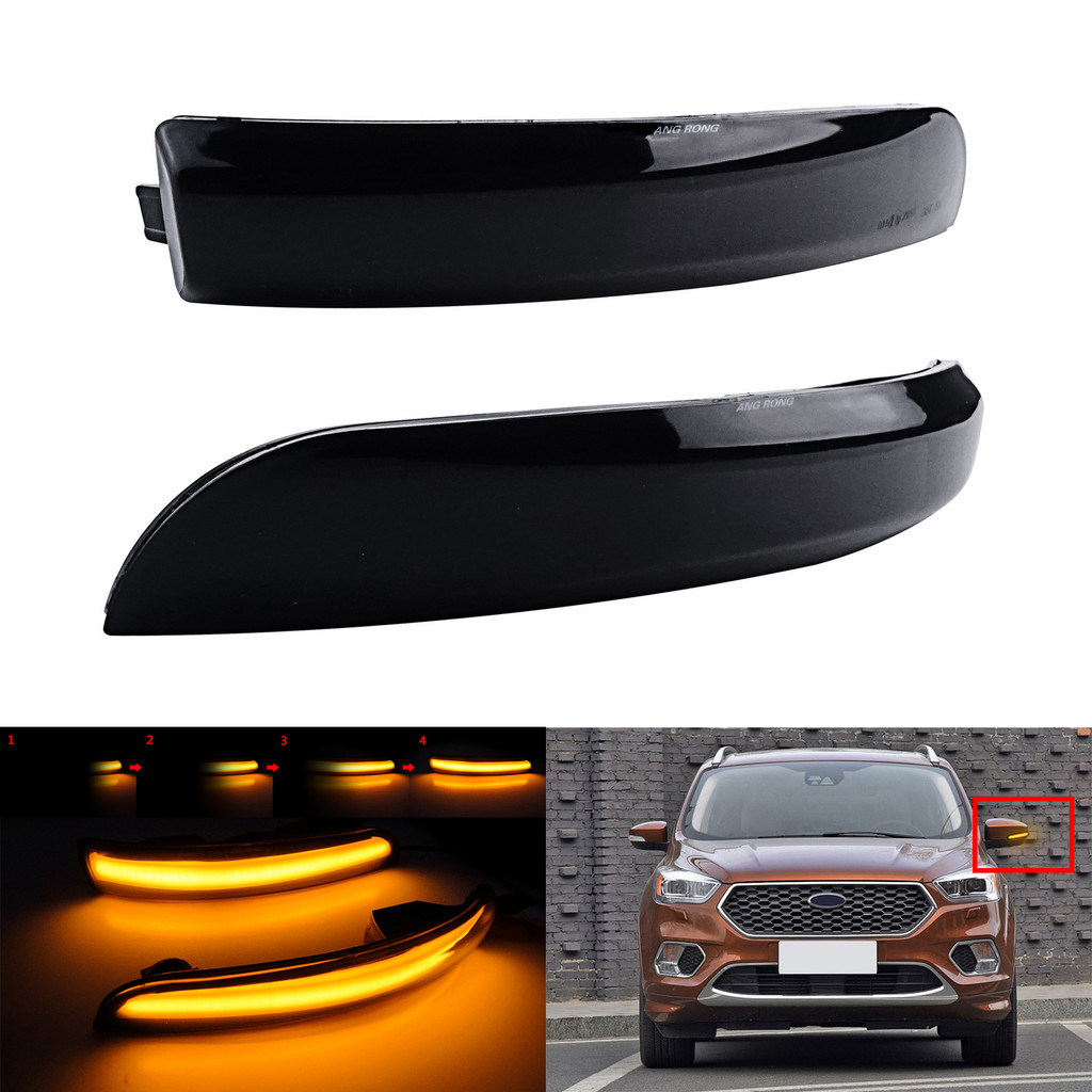 2x Lampu Sein LED Dinamis Samping Spion Belakang Sequential Untuk Ford Kuga Escape EcoSport 2013-18