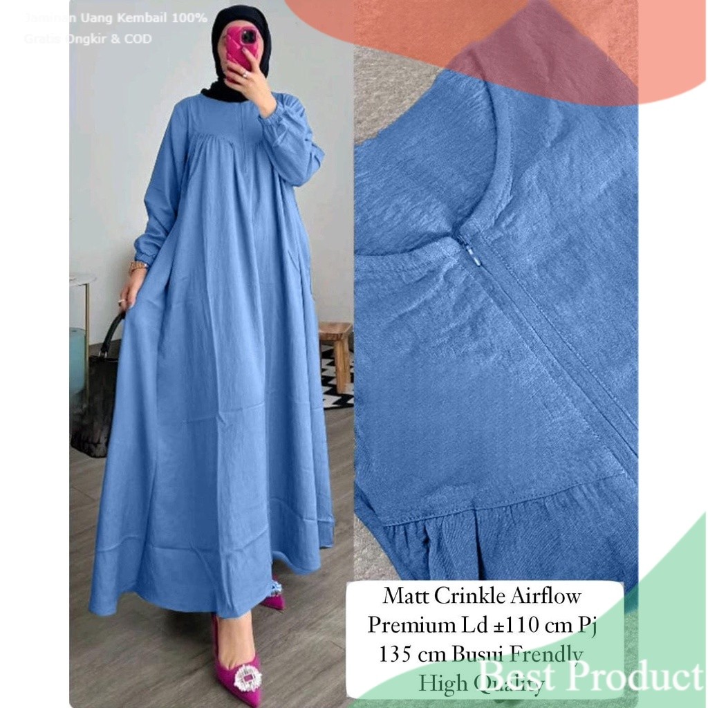 NEW BAJU GAMIS POLOS MODEL SEKARANG - GAMIS BUSUI CRINKLE AIRFLOW PREMIUM - GAMIS MUSLIM DEWASA -GAM