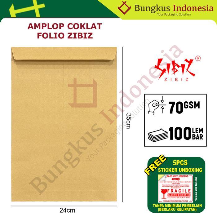Amplop Coklat Folio isi 100 - FOLIO ZIBIZ