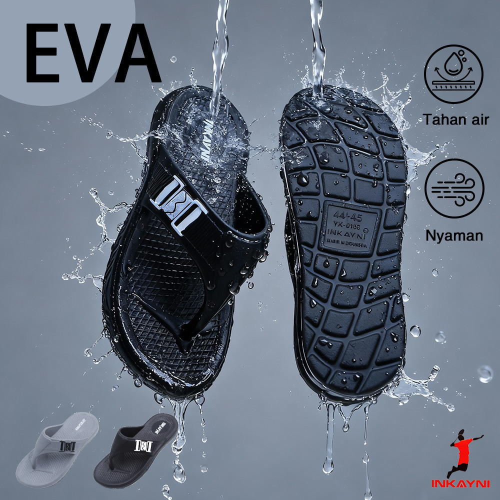 INKAYNI sandal swallow jepit pria empuk sandal anti slip pria sandal slop pria karet eva tebal sanda