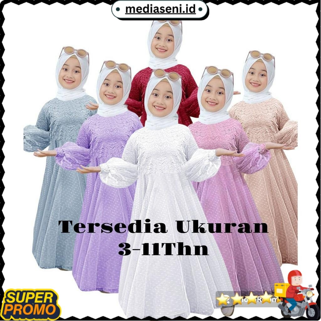 TERLARIS Gamis anak perempuan Salsa 3-11tahun / gamis anak / baju muslim anak perempuan / gamis anak