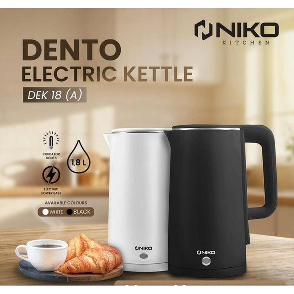 Niko DEK-18A Teko Listrik 1.8L - Dento Series, Putih & Hitam Doff