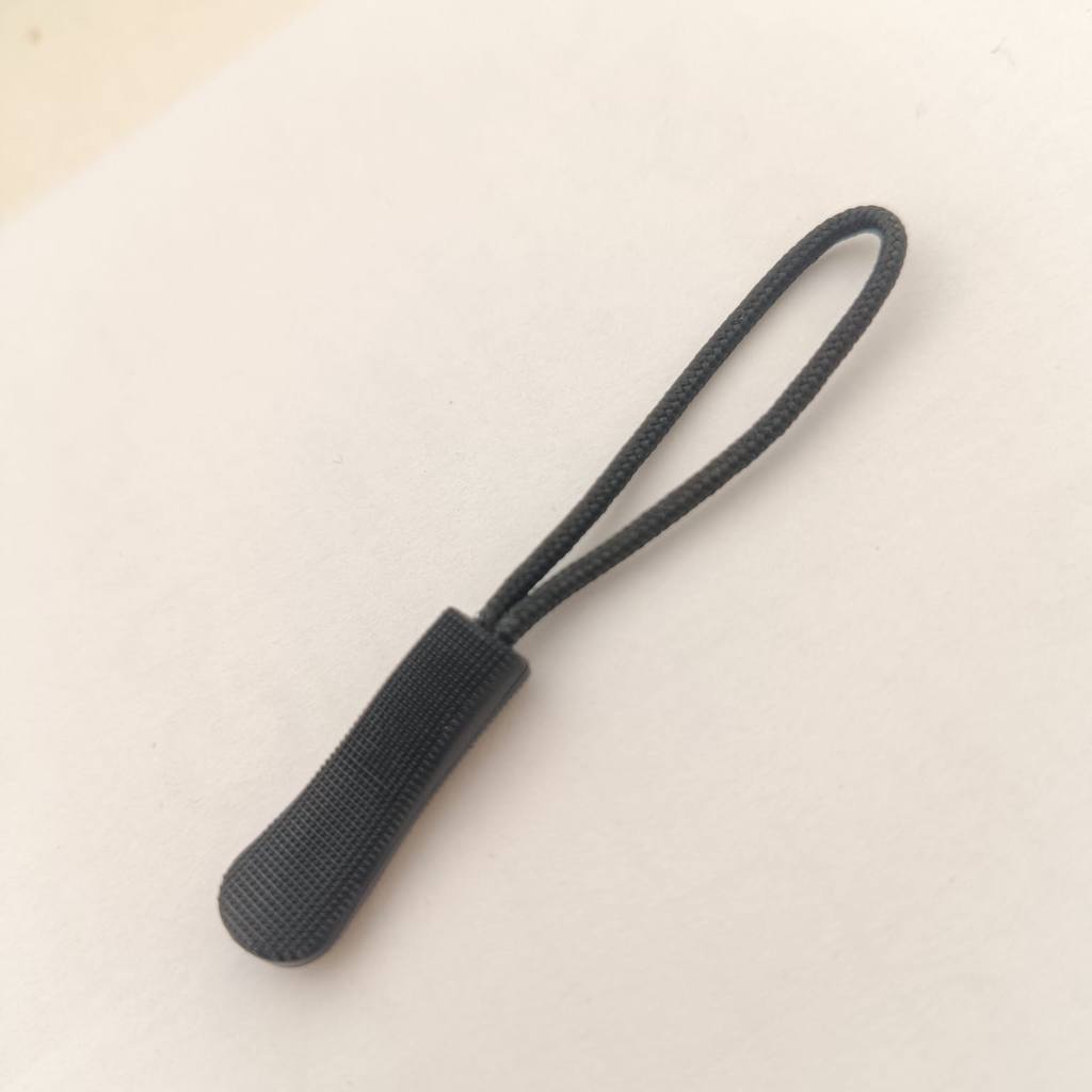 (1000 PCS) Tarikan Resleting Tas Jaket, Puller Tas, Puller Cord, Puller Rope Hitam Polos, Desain Sli