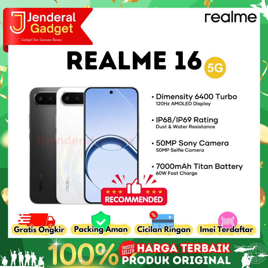 Realme 16 5G 8/256GB NFC Garansi Resmi ( FREE GIFT )