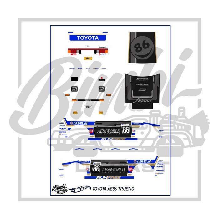 Decal Hotwheels Toyota AE86 Trueno AE86World Transparan