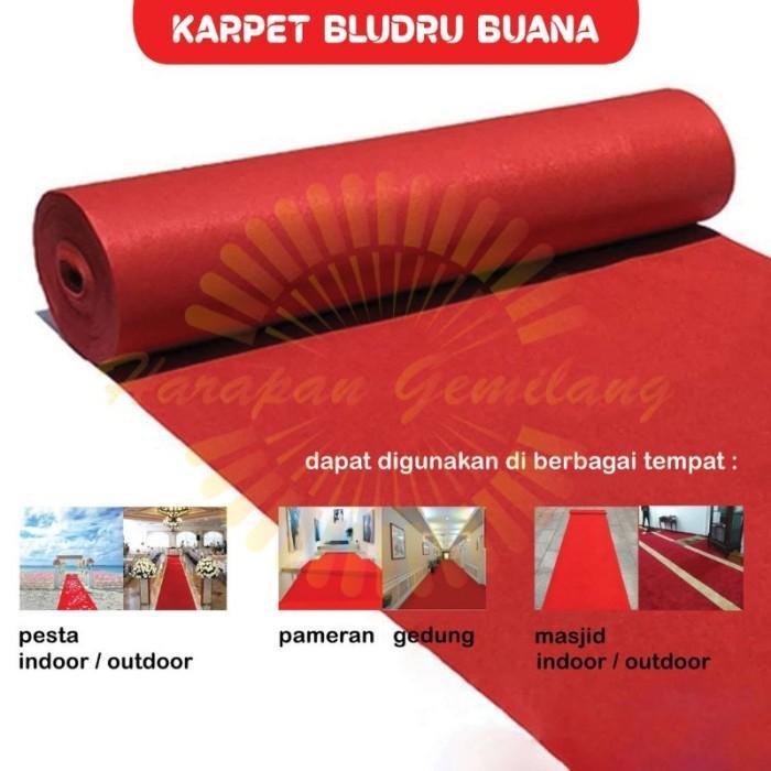 (remekrastafara) Karpet Bludru Meteran BUANA Karpet Panggung / Pameran Karpet Masjid - Merah
