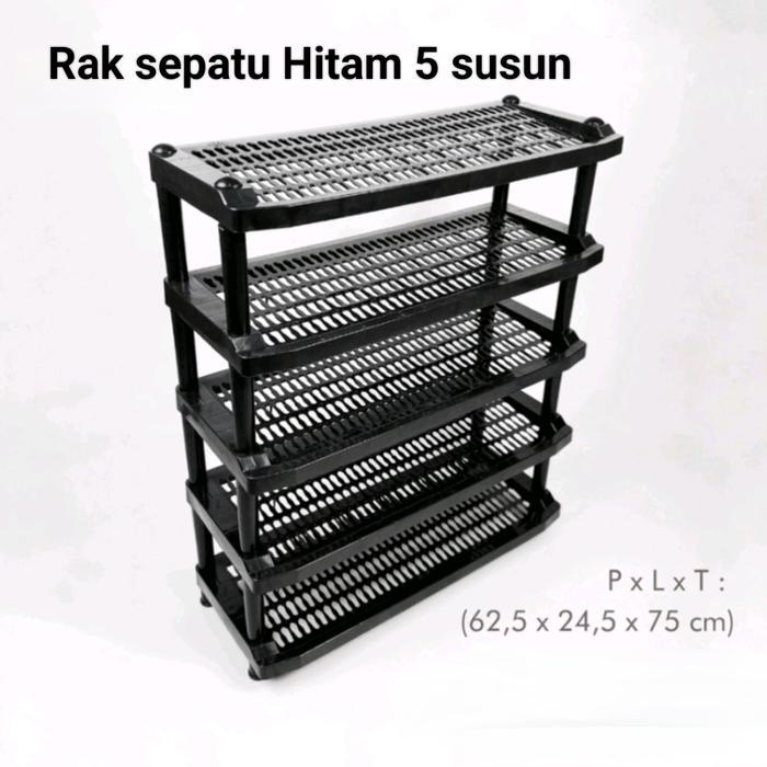 Rak Sepatu Plastik 5 susun Cosmic/Rak Sepatu Plastik Warna - Hitam, Susun 5