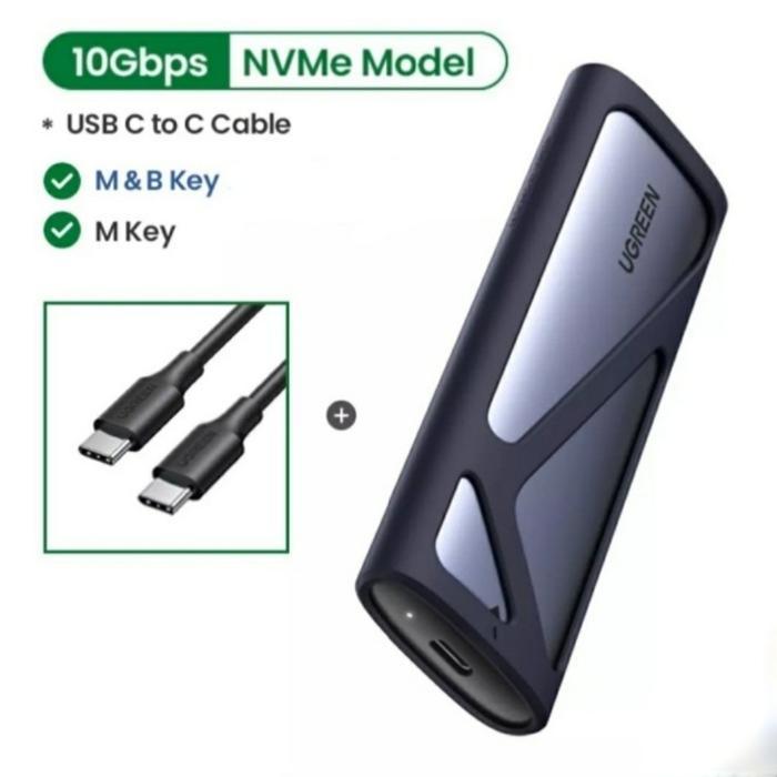 Ugreen SSD Enclosure Case M.2 Nvme M-key SSD with Type-c Cable 10Gbps