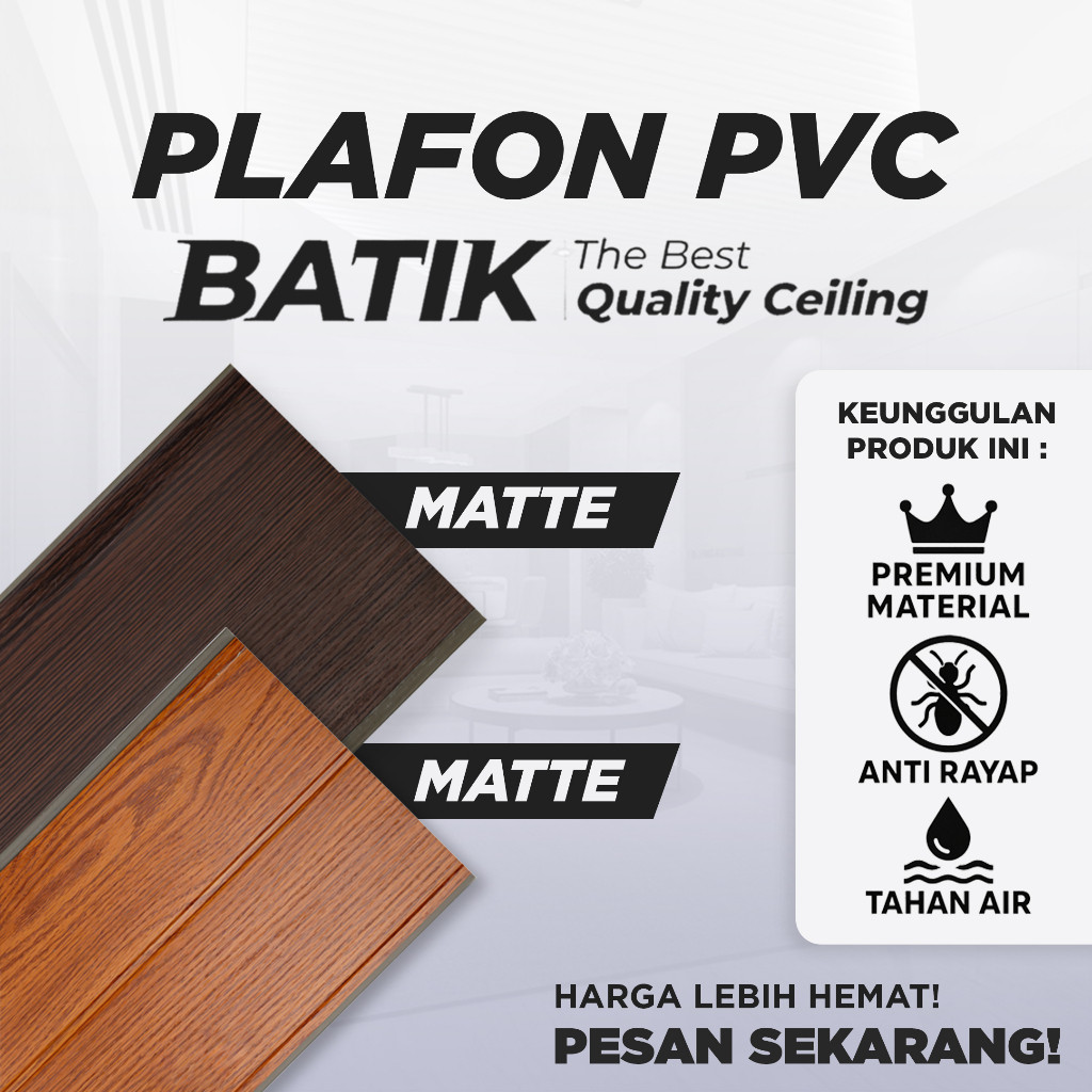Plafon PVC Minimalis Matte Kasap Lebar 20cm - Batik Plafon