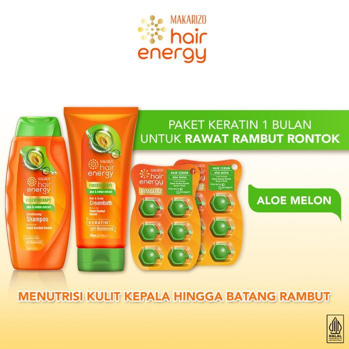 Paket KERATIN Makarizo Hair Energy Rawat Rambut Rontok - Varian ALOE MELON / Haircare / Conditioner 
