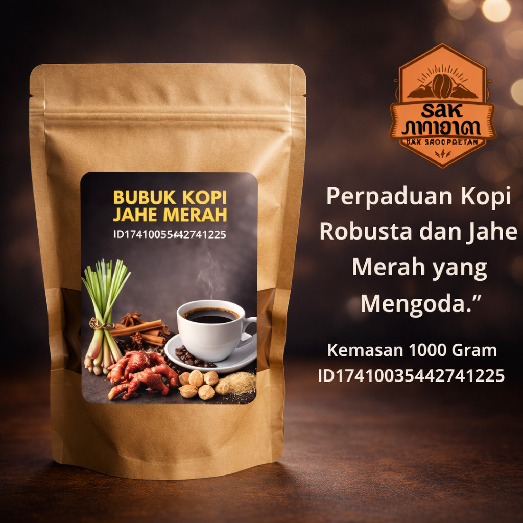 (ss03) Bubuk kopi Jahe merah nikmat hangat dan lezat Kemasan 1 Kg Kopi bubuk jahe merah murah bubuk 