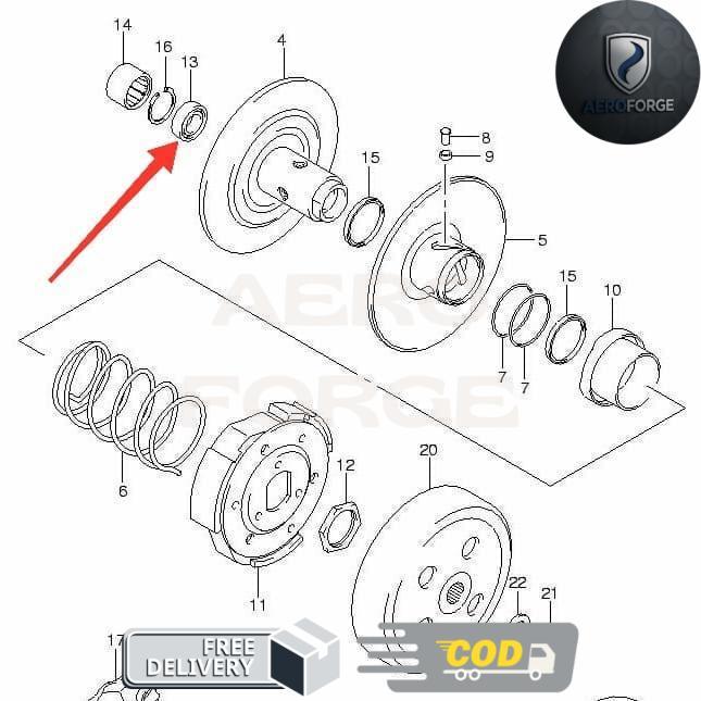 09262-15035-000 Bearing Shaft As Drive Luar Pulley CVT Suzuki Skywave 125 Original -AF