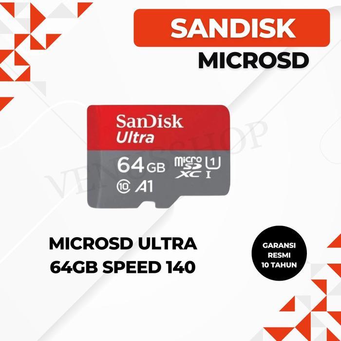 SANDISK MICROSD ULTRA 64GB SPEED 140MB/S - SANDISK MICROSD 64GB 140MBPS