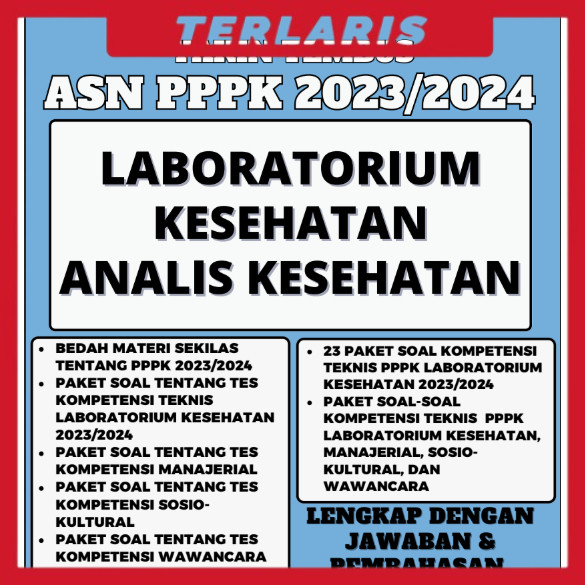 YAKIN TEMBUS ASN PPPK 2023/2024 LABOTORIUM KESEHATAN ANALIS KESEHATAN IDO244 Garda Seleksi CPNS