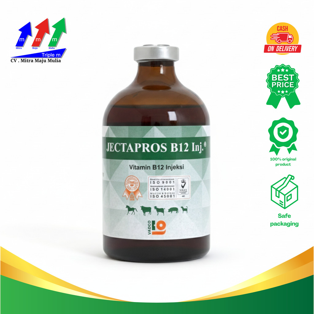 JECTAPROS B12 100 ML VADCO  3M2 - Vitamin B12 Hewan Anti Anemia & Menambah Nafsu Makan Ternak - Sepe
