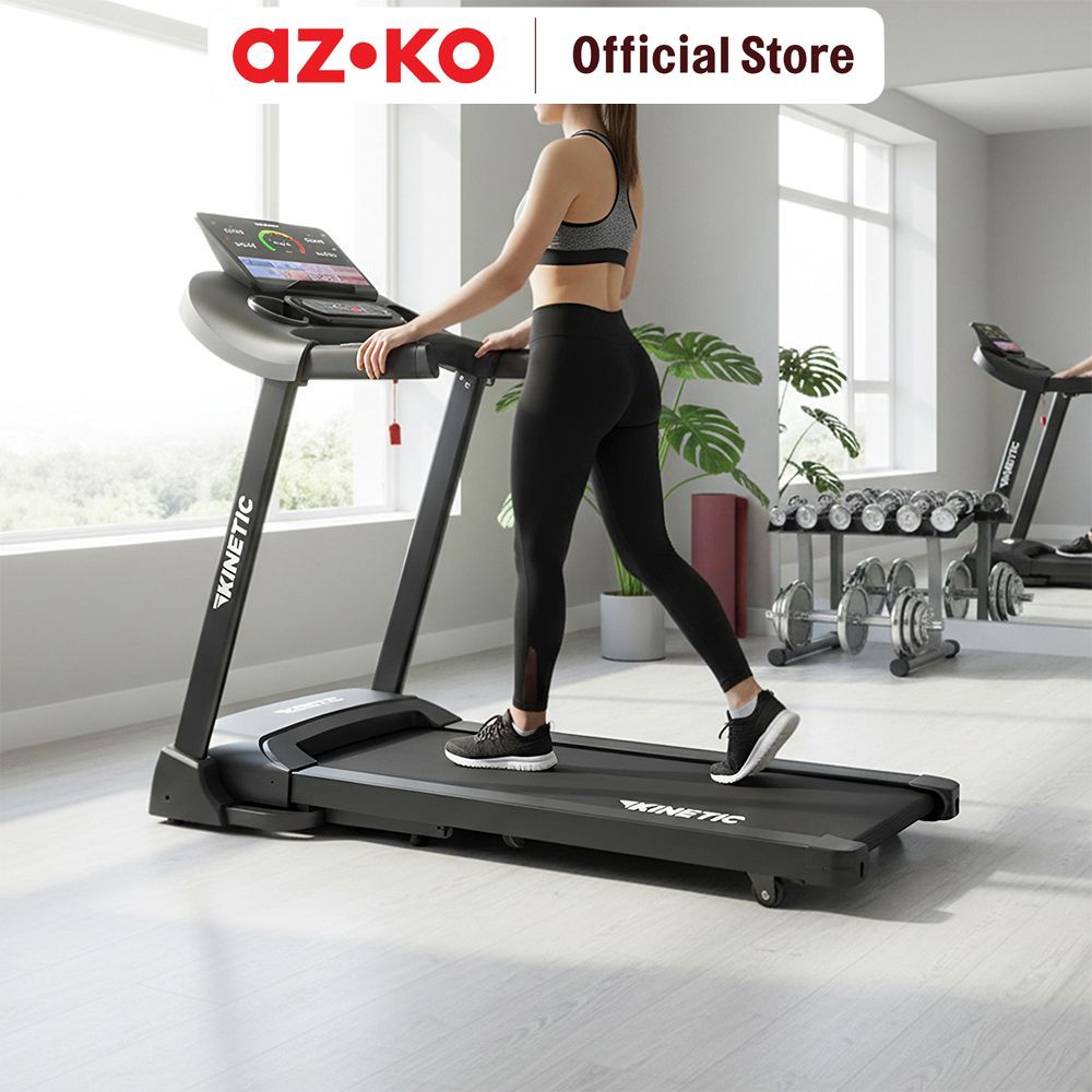 AZKO Kinetic Smart Motorized Treadmill 1.25 Hp 12P V2 - Hitam Alat Fitnes Olahraga Lari Peralatan Fi