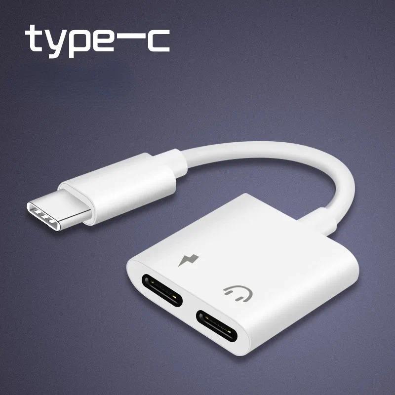Type C Adapter 2 in 1 Splitter for Samsung Galaxy S21 S20 FE Note 20 Ultra Note 10 Plus USB C To 3.5
