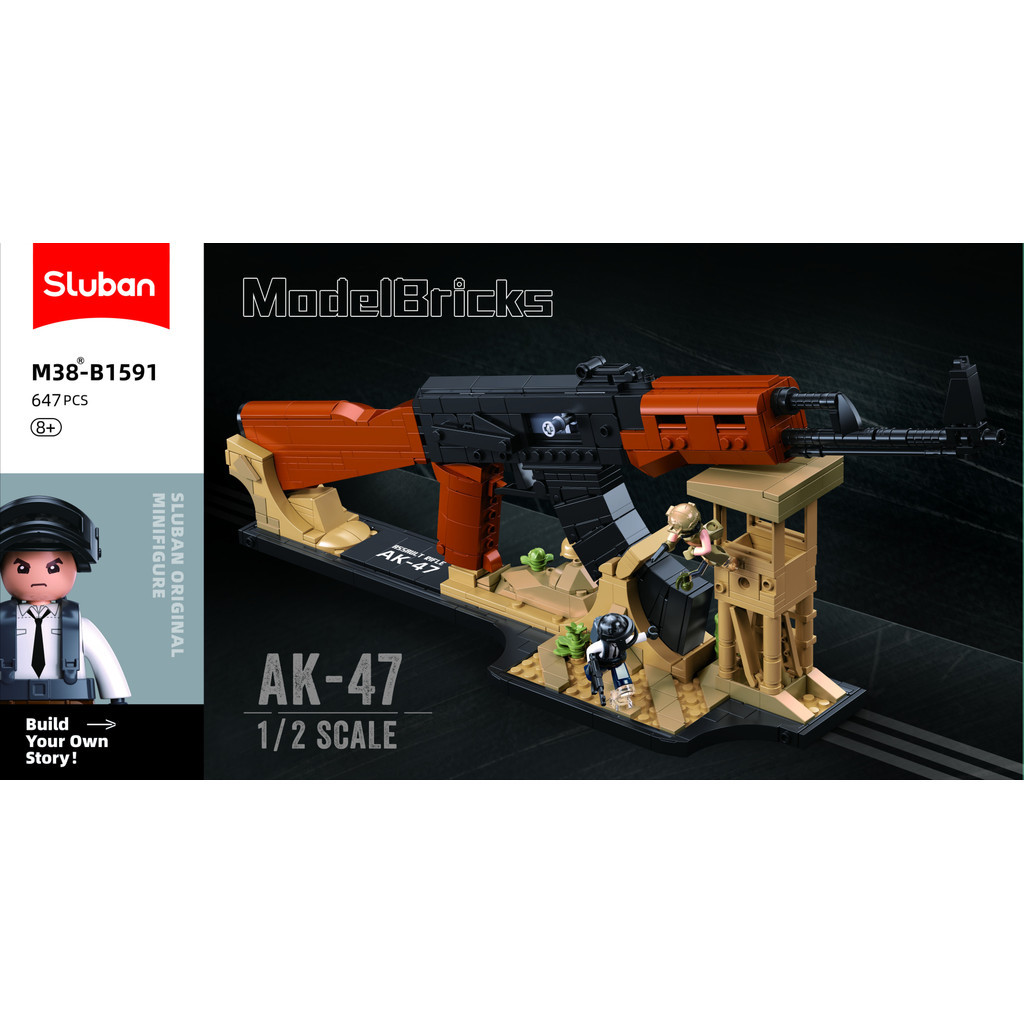 Sluban Bricks GUN-AK47S 1/2 M38-B1591 Mainan Anak Laki Laki