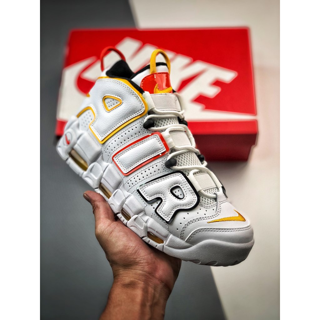N1K3 A1R More Uptempo Sepatu Olahraga Kasual Low top Pippen Terkuat Putih Biru dan Kuning