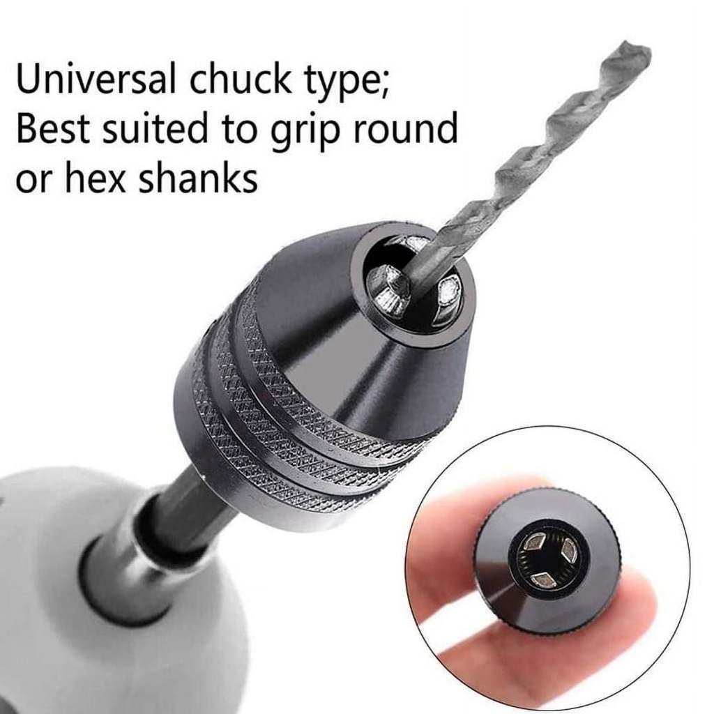 ExoticLiving - WREOW Mata Bor Drill Chuck Bit Quick Change 1/4 Hex Shank 3 Jaws 0.6-8mm 0.3-6.5mm KE