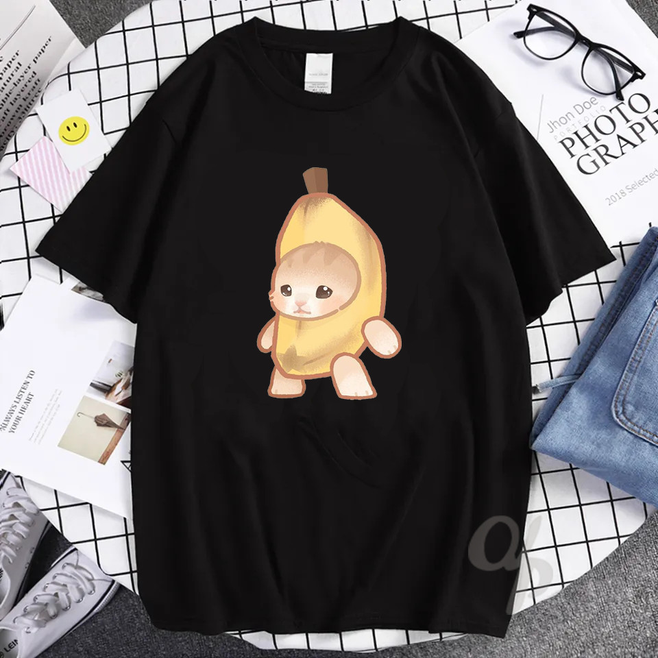 KAOS TREND | KAOS KUCING LUCU | KAOS AESTHETIC KAOS TSHIRT Kucing Lucu / Banana cat / BAJU KAOS PRIA