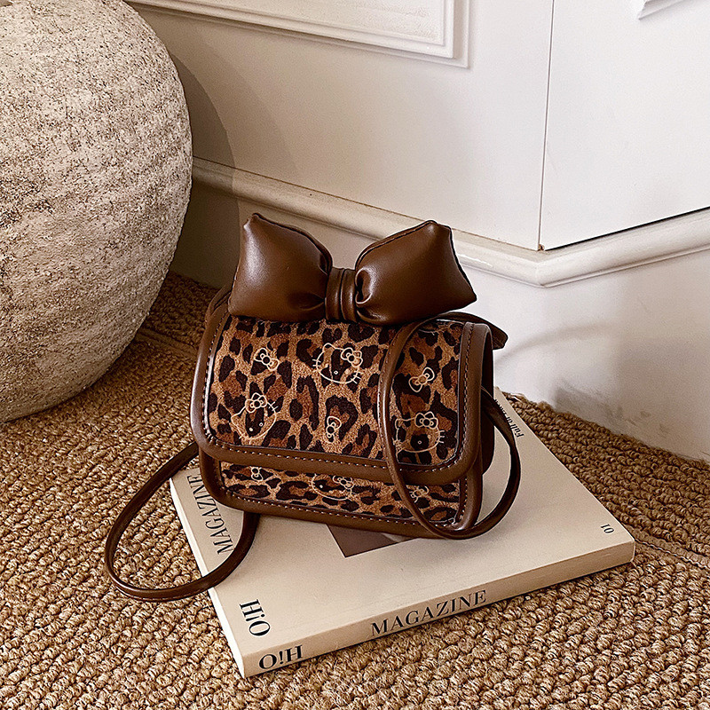 Tas selempang kartun motif macan tutul serbaguna, tas selempang kartun motif macan tutul vintage