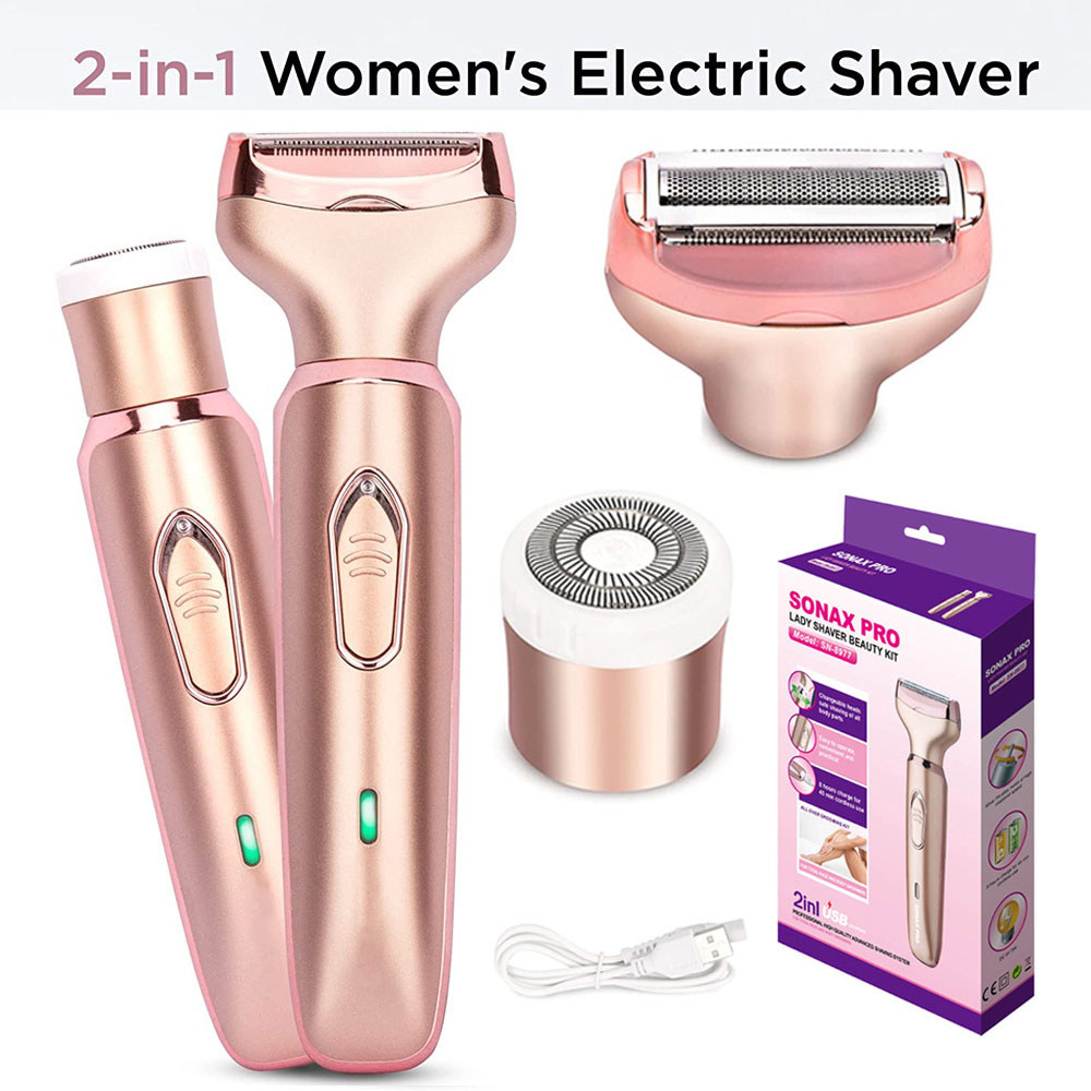 Epilator Profesional 2 in 1, Pencukur Elektrik Penghilang Bulu untuk Wanita, Pencukur Wajah Tanpa Ra