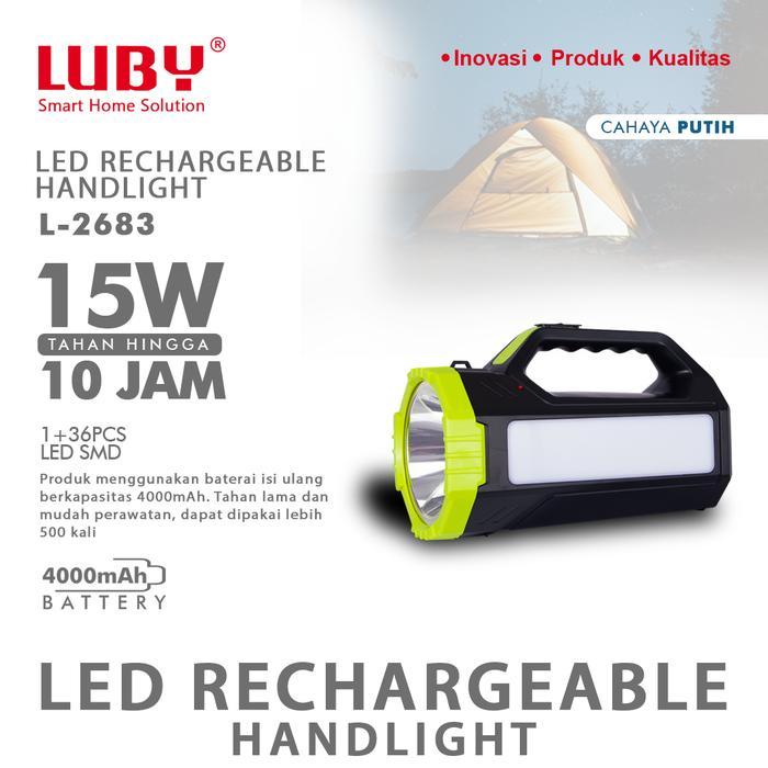 LUBY Flashlight Senter Tangan 10 Watt Tahan Lama Rechargeable L 2683
