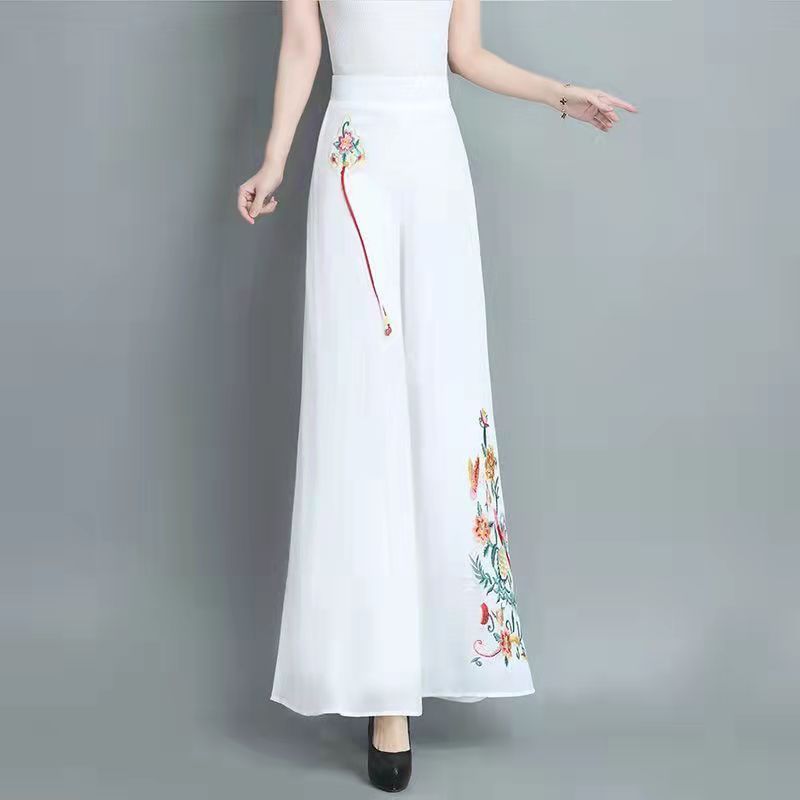 New chiffon pants/embroidered elegant women's pants