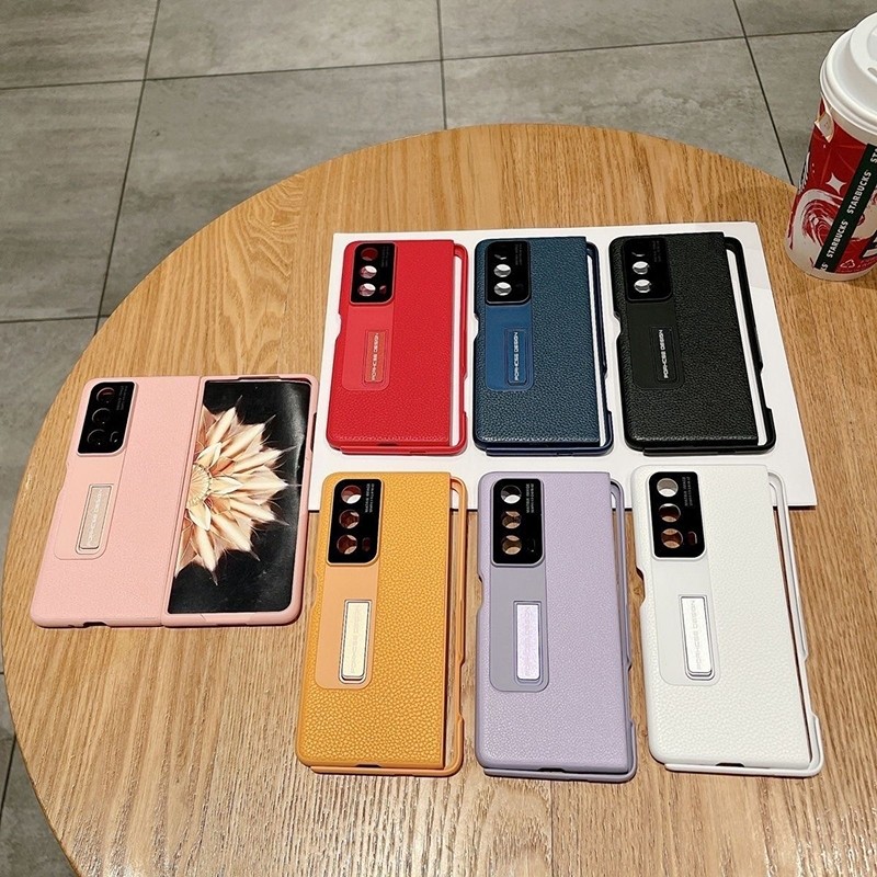 Casing MagicV2 untuk Honor Magic V2 Magic VS2 Magic VS Magic V Magic VS3 Motif Leci dengan Penyangga