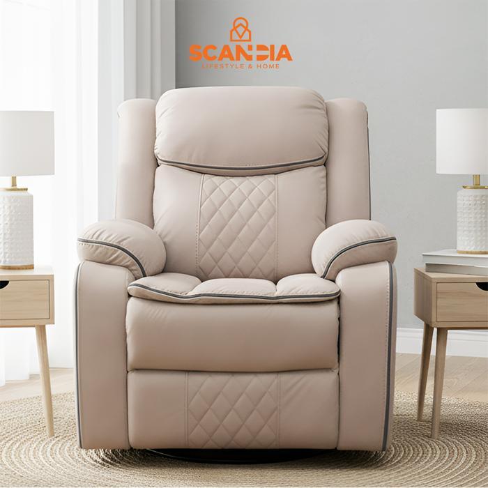 SCANDIA Dahlberg Sofa Recliner 1 Seater With Rocking 92x95x103 - Kursi Santai Nyaman Coklat Muda Tid