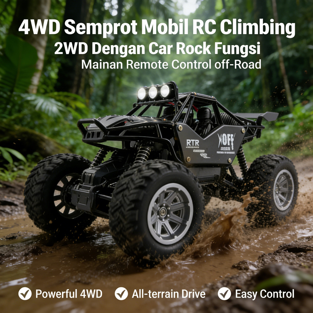 Climbing Car RC 2WD 4WD off-Road Rock Remote Mainan Dengan Fungsi Semprot