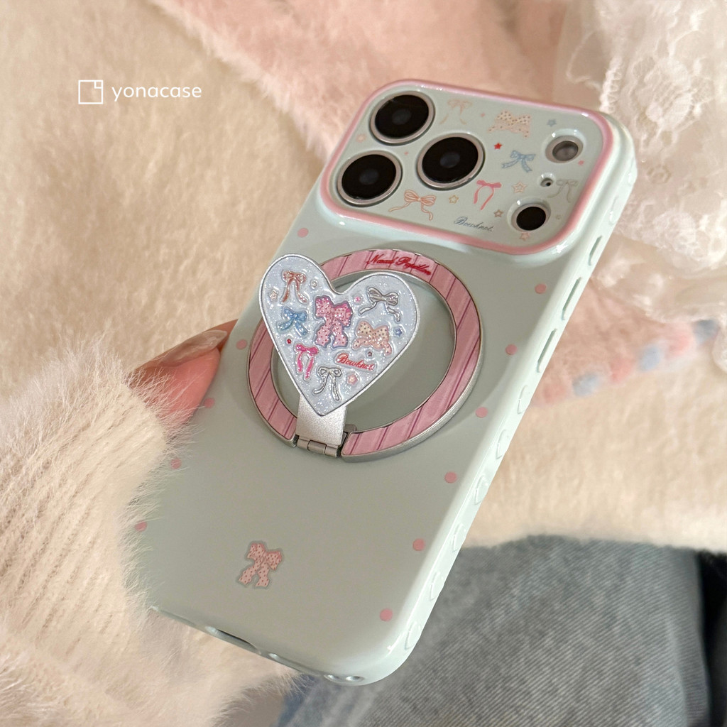 case iphone 17 pro max aesthetic love 16 15 promax magnetic stand 14 pro rabbit bunny heart ribbon i