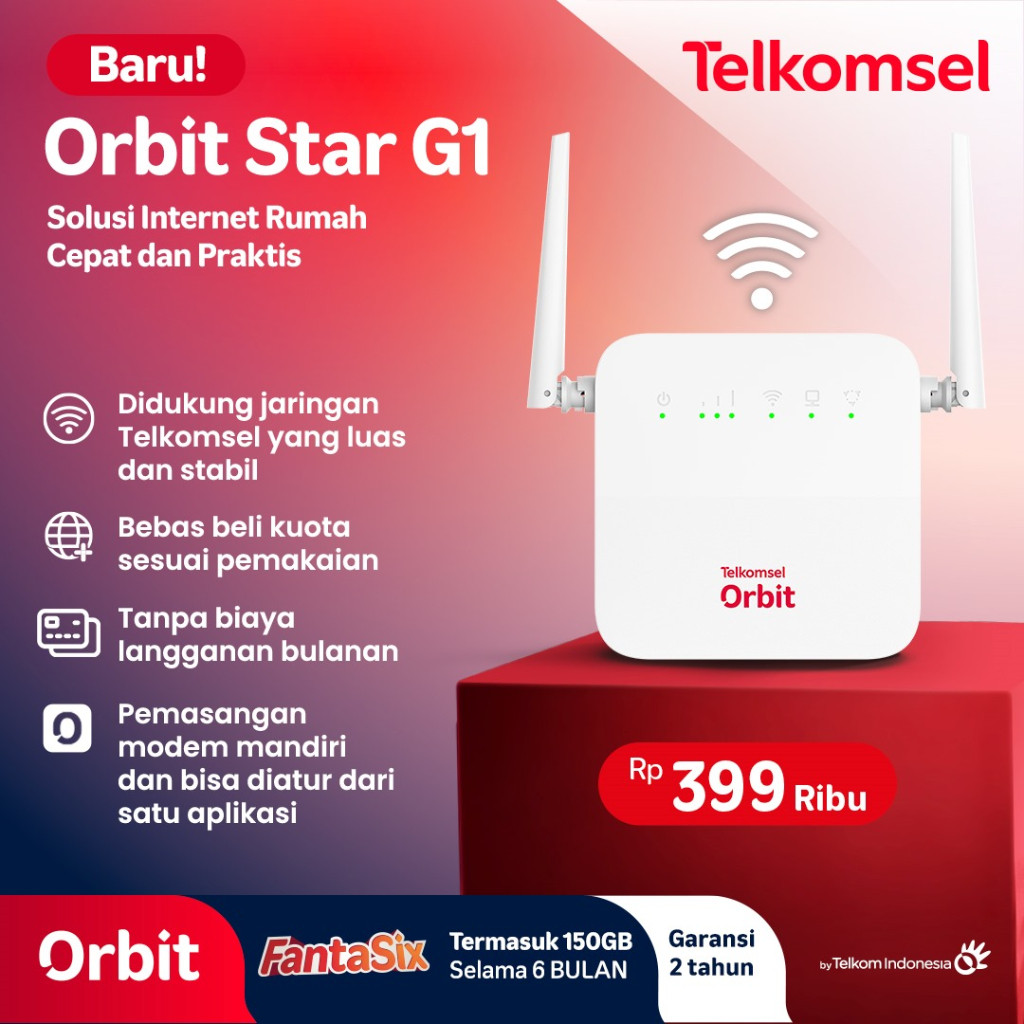 READY TELKOMSEL ORBIT STAR G1 MODEM WIFI 4G HIGH SPEED FREE TELKOMSEL 150GB