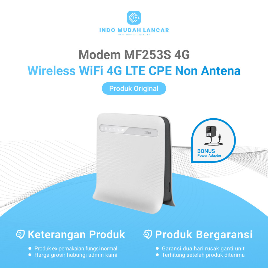 READY Modem Router ZTE MF253S CPE 4G LTE Wireless WiFi Non Antena Bekas Original Bonus Adaptor