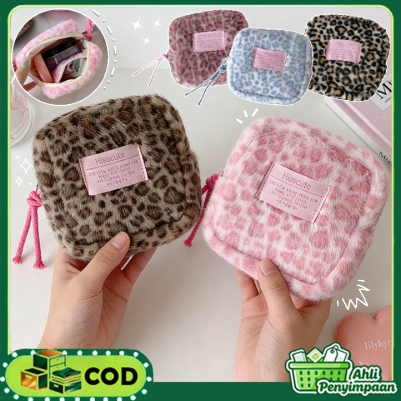 Tas Kosmetik Berbulu Motif Macan Tutul Tas Penyimpanan Tas Penyimpanan Mini Yang Imut