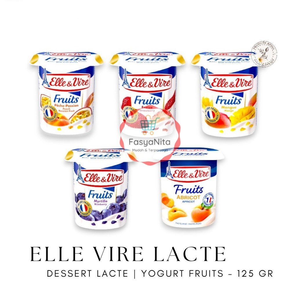 Elle Vire Dessert Lacte | Yogurt Fruits 125gr | Mango | Strawberry | Blueberry | Peach Passion | Apr