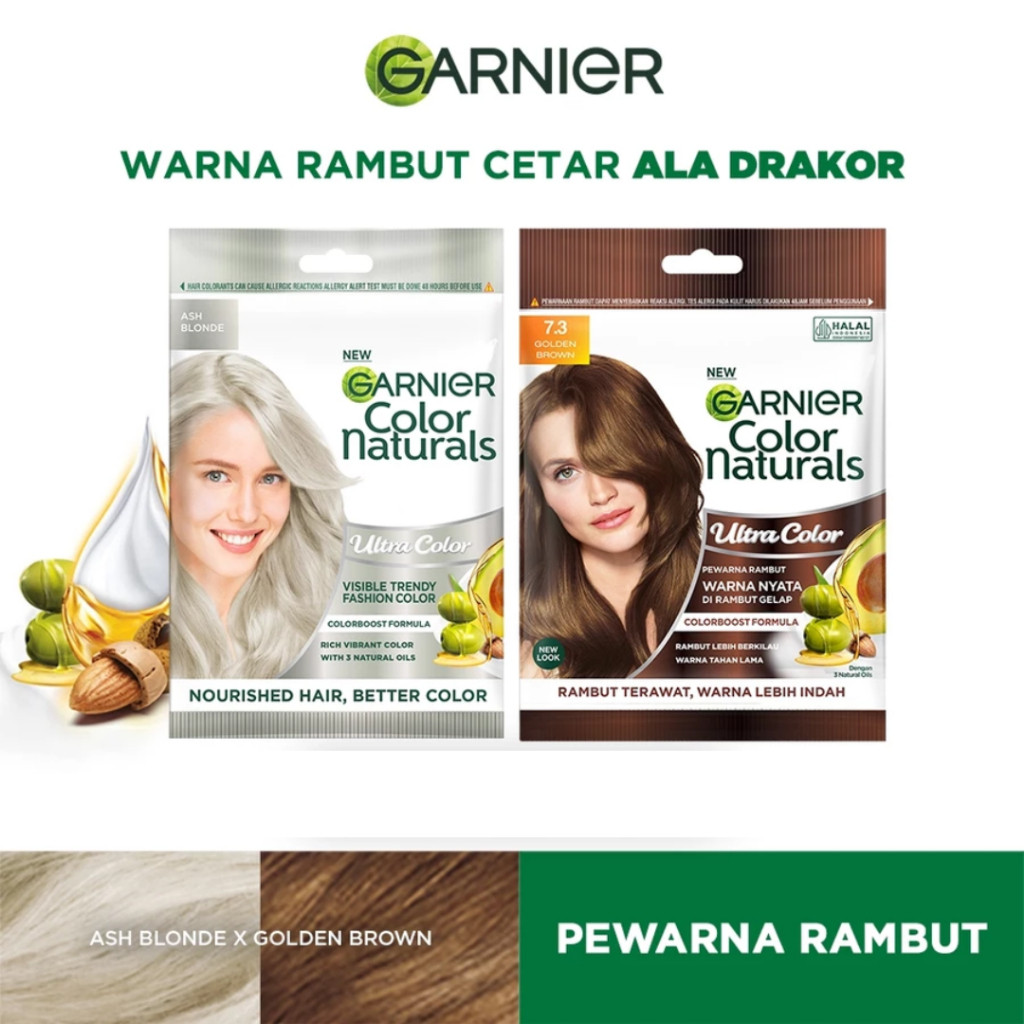 (Bundling) Garnier Color Natural Sachet Ash Blonde + 7.3 Golden Brown