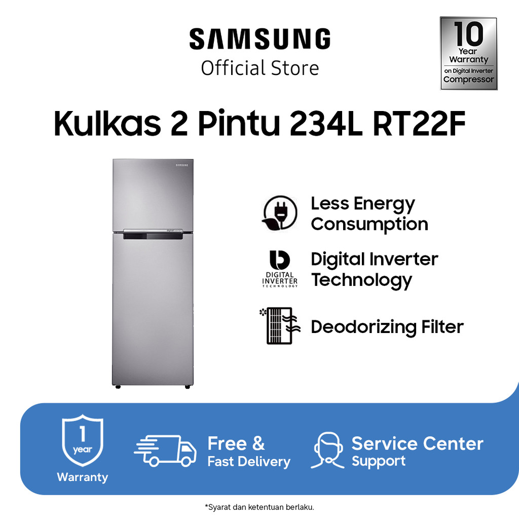 Samsung Kulkas 2 Pintu Kapasitas 234 Liter RT22FARBDSA/SE METAL GRAPHITE