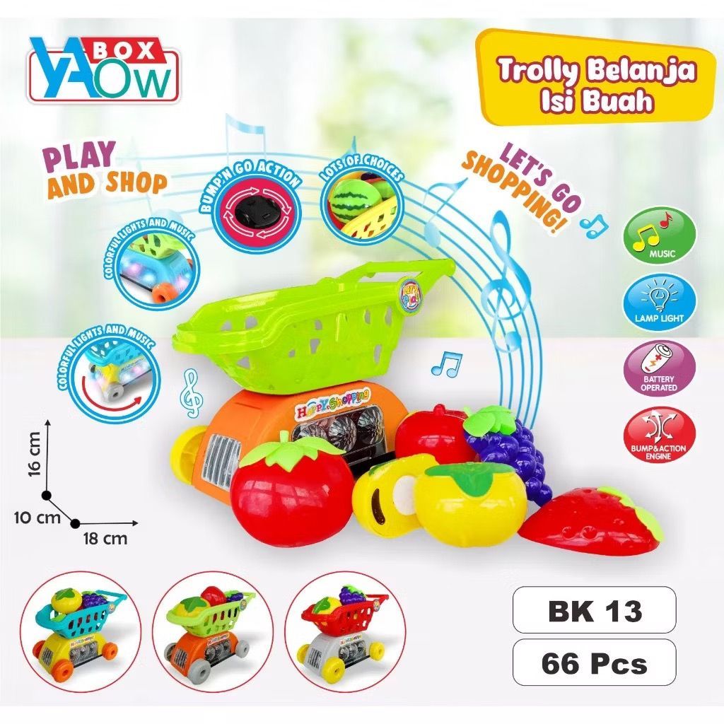 Mainan Troli Belanja Bisa Mengeluarkan Musik Dan Berputar Include Buah Buahan Hadiah Anak -BK13-