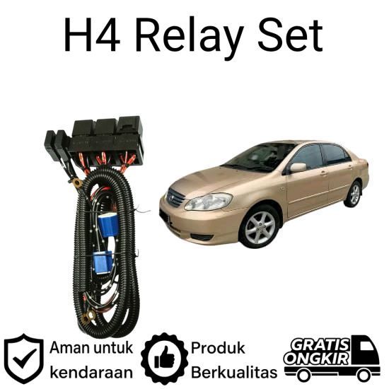 AM Relay Set Lampu Utama LED H4  Mobil Toyota corolla Altis gen1